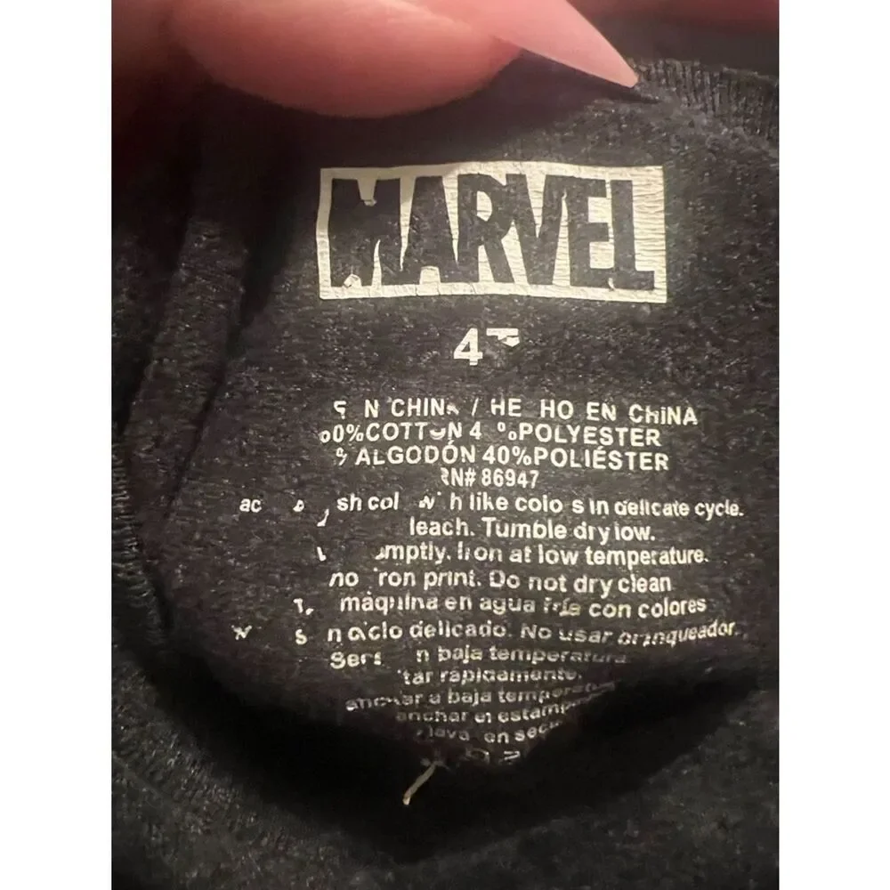 Marvel Dark Gray Short Sleeve Tee with Comic Chest Stripe